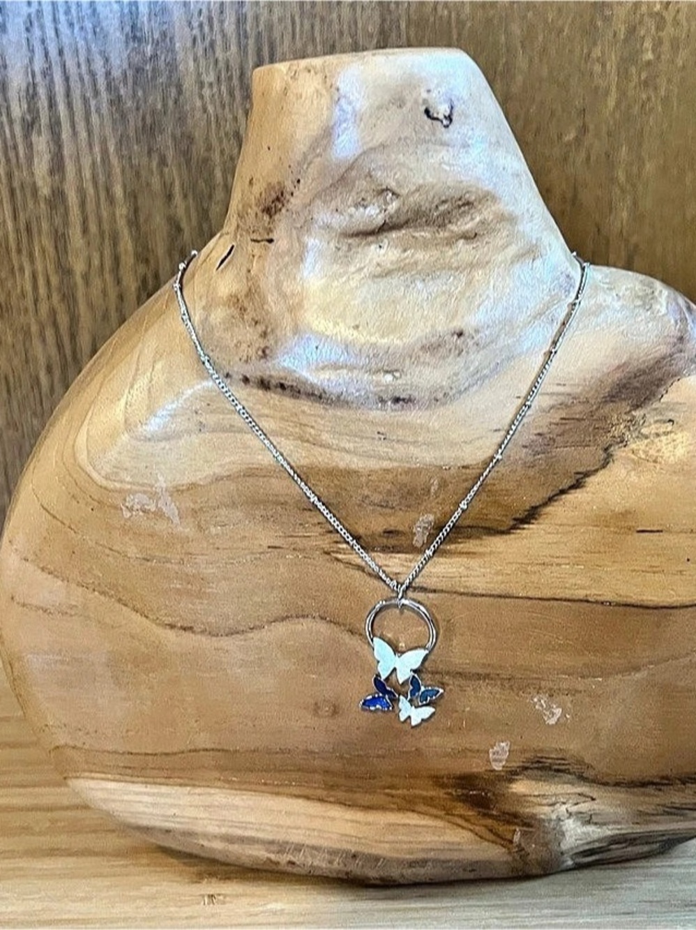 Periwinkle Pendant Necklace in Silver & Blue NWT